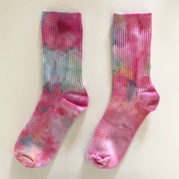 Merle Works - Wholesale Socks - Unisex - Pink Lemonade Ice-dye Dressy Socks1