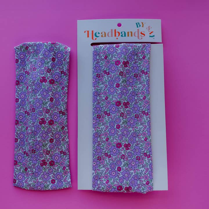Diadema morada con estampado floral obsesionado para venta al por mayor de Headbands by SAY
