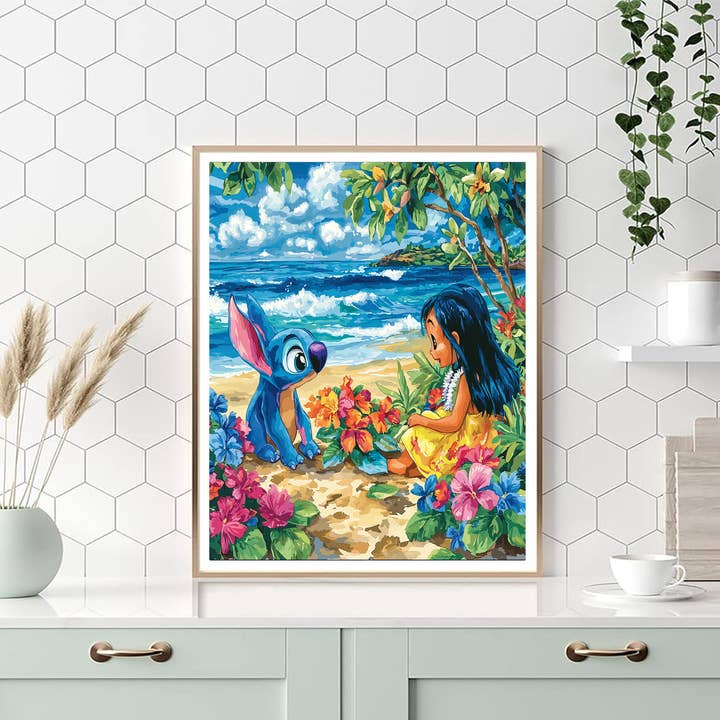Artistry Rack - Venta al por mayor Kit de manualidades - Ohana Adventure de Lilo y Stitch, kit de pintura por números inspirado en Disney
