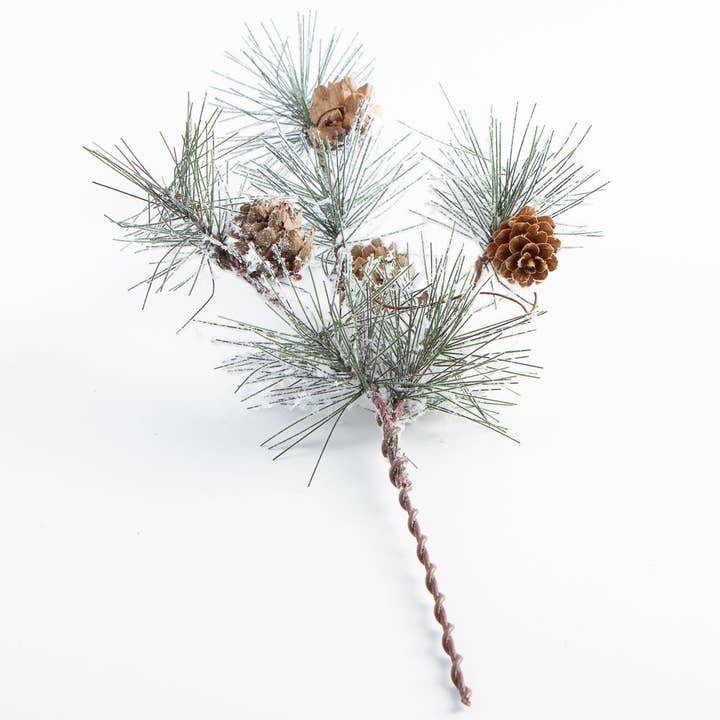 Factory Direct Craft - Wholesale Artificial Flowers - 12" Artificial Flocked Mountain Pine Pick5