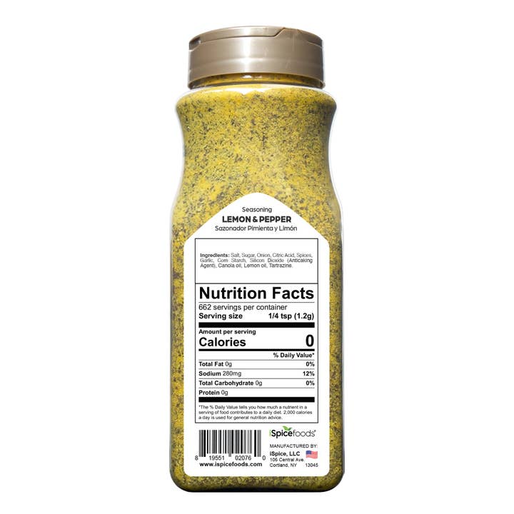 iSpice - Wholesale Dried Spice Mix - iSpice | Lemon Pepper Seasoning | 28 oz | Food Service | Mixed Spices & Seasonings | Kosher1