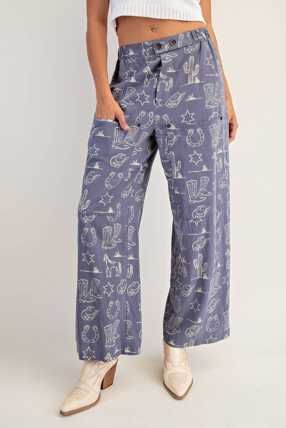 Peace Love Line - Wholesale Pants - Women's - PL8292 - STONE WASHED WESTERN PATCH POCKET PANTS10