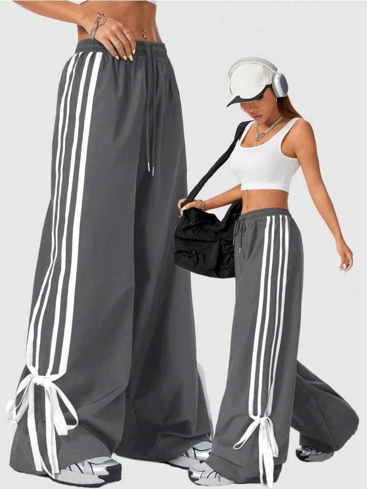 Queen Fashion - Wholesale Pants - Women's - tie waist bow decoration for sports and streetwear