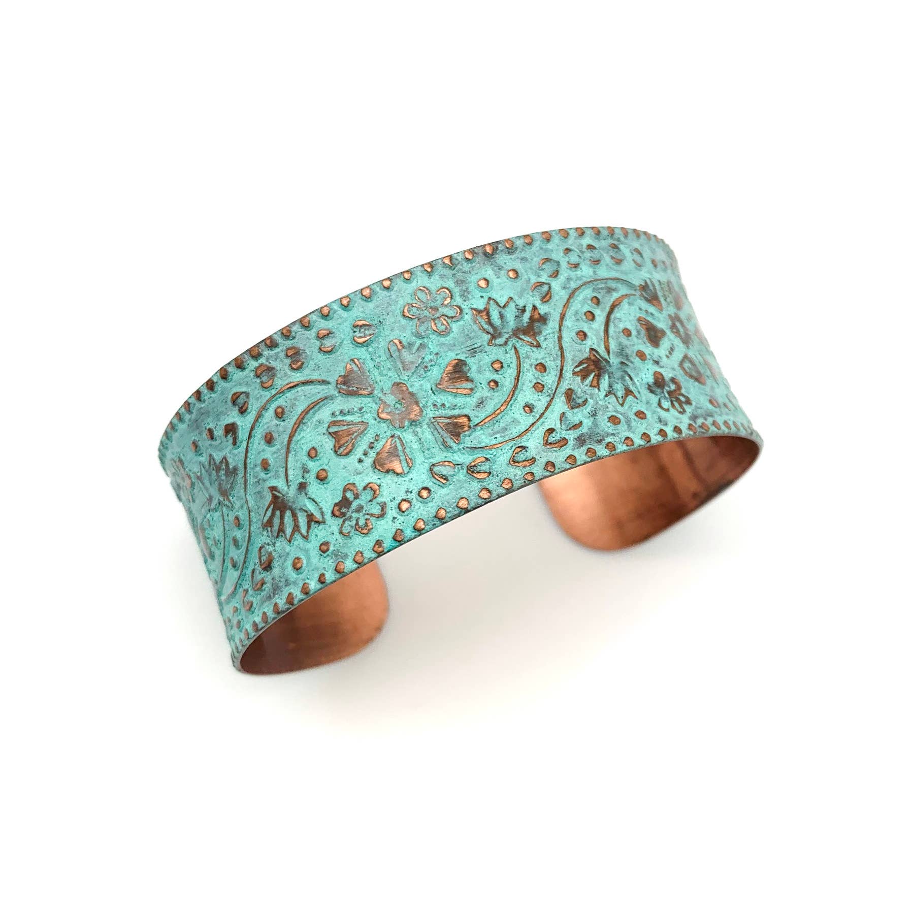 Anju Jewelry - Wholesale Cuff bracelet - Copper Patina Bracelet - Turquoise Floral and Vine
