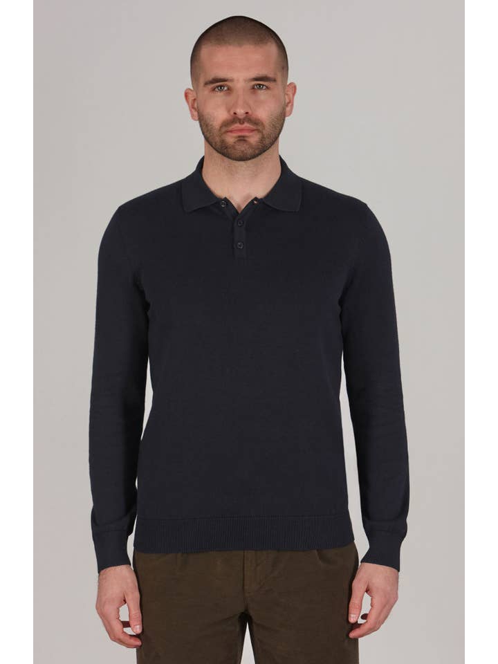 Paul James Knitwear – wholesale Polo – Men’s – Mens Lightweight Cotton Long Sleeve Knitted Polo Shirt20