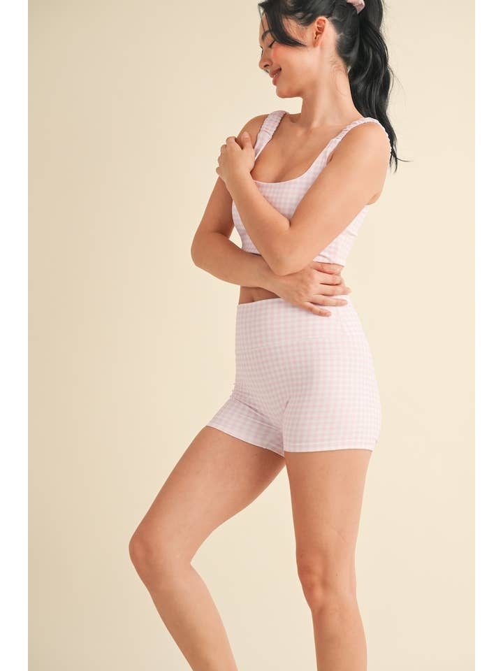 KIMBERLY C - Wholesale Sports Bra - Women's - Gingham Print Ruched Bra Top90