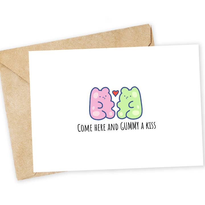 Gummy Bear Valentine Card: Funny Foodie Greeting Card for wholesale by Chewy Lemon Studio