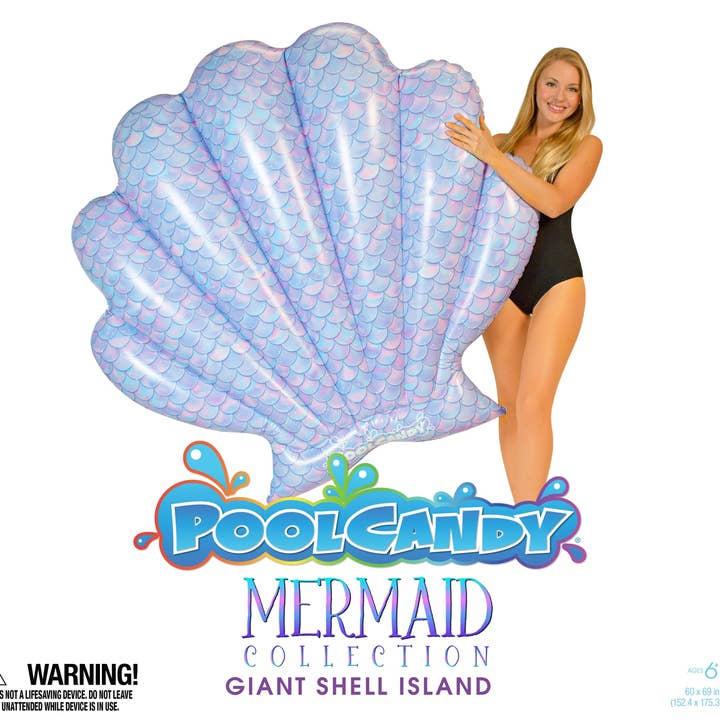 PoolCandy - Wholesale Inflatables - Mermaid Print Oyster Shell Pool Float PoolCandy