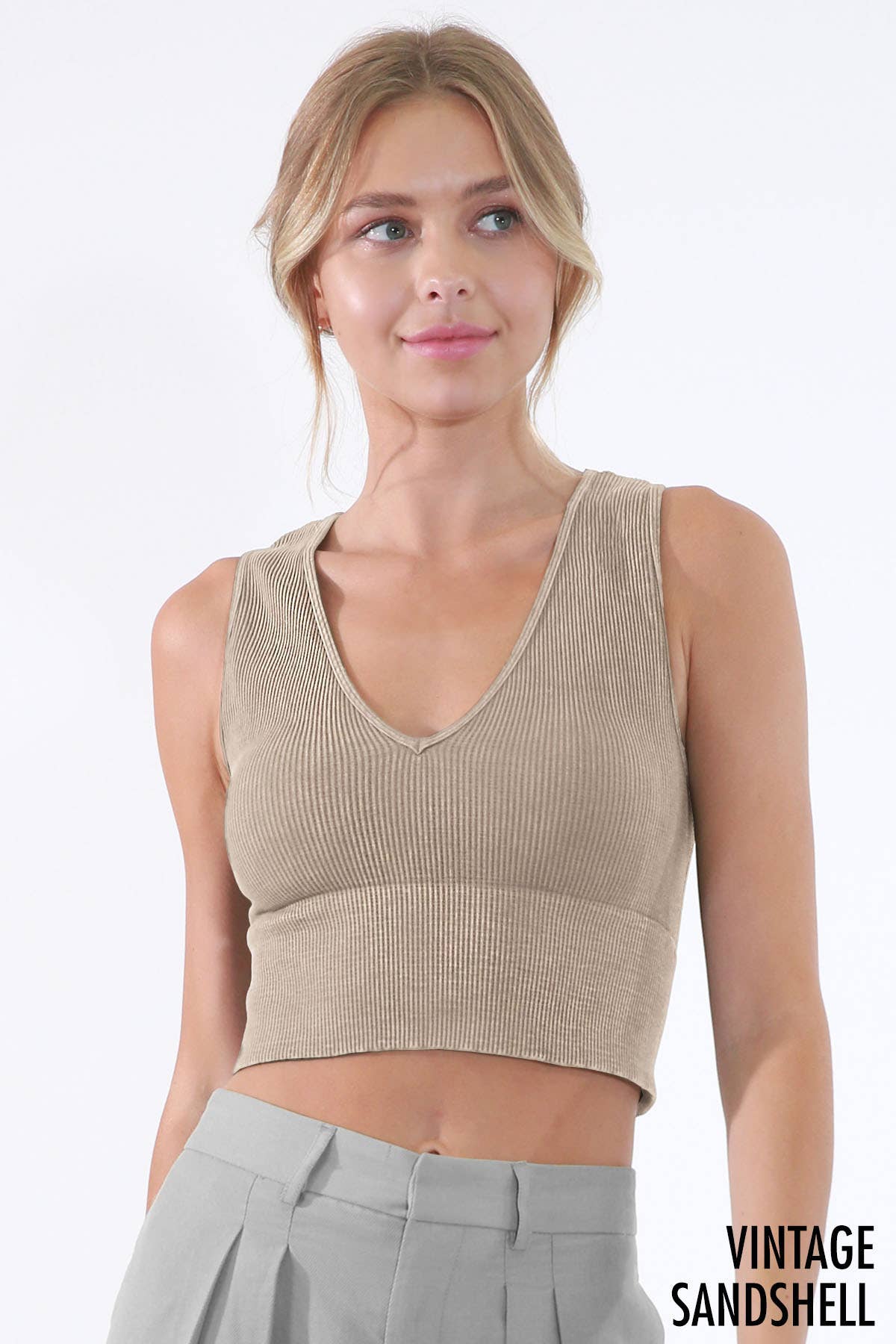 NIKIBIKI - Wholesale Knit Top - Women's - NS8192 - Vintage Plunge V-Neck Seamless Crop Top40