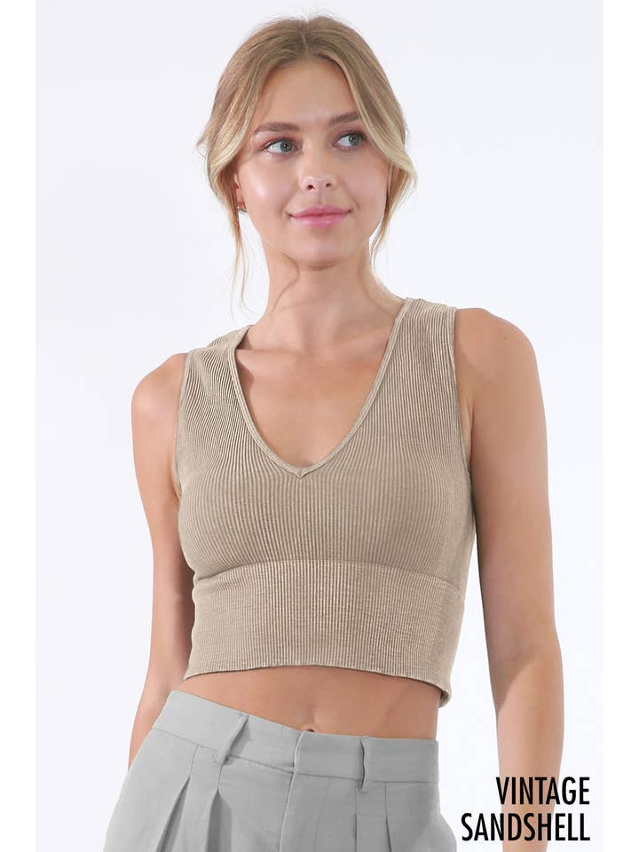 NIKIBIKI - Wholesale Knit Top - Women's - NS8192 - Vintage Plunge V-Neck Seamless Crop Top40