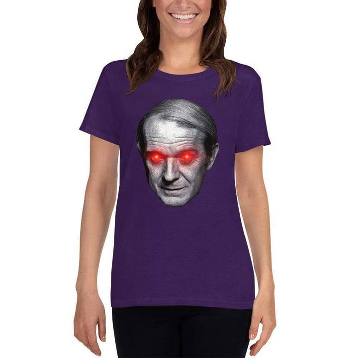 The Philosopher's Shirt - Wholesale Screen Printed T-Shirt - Women's - Gilles Deleuze with Laser Eyes - Women's Loose Crew Neck T-S