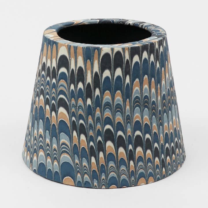 HAND MARBLED LAMPSHADE COVER - MOUNTAIN BLUE OCHRE for wholesale by Craft Boat