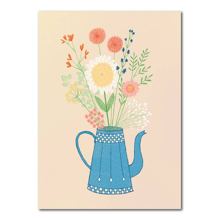 Enamel jug with flowers card for wholesale by Studio Kvinna