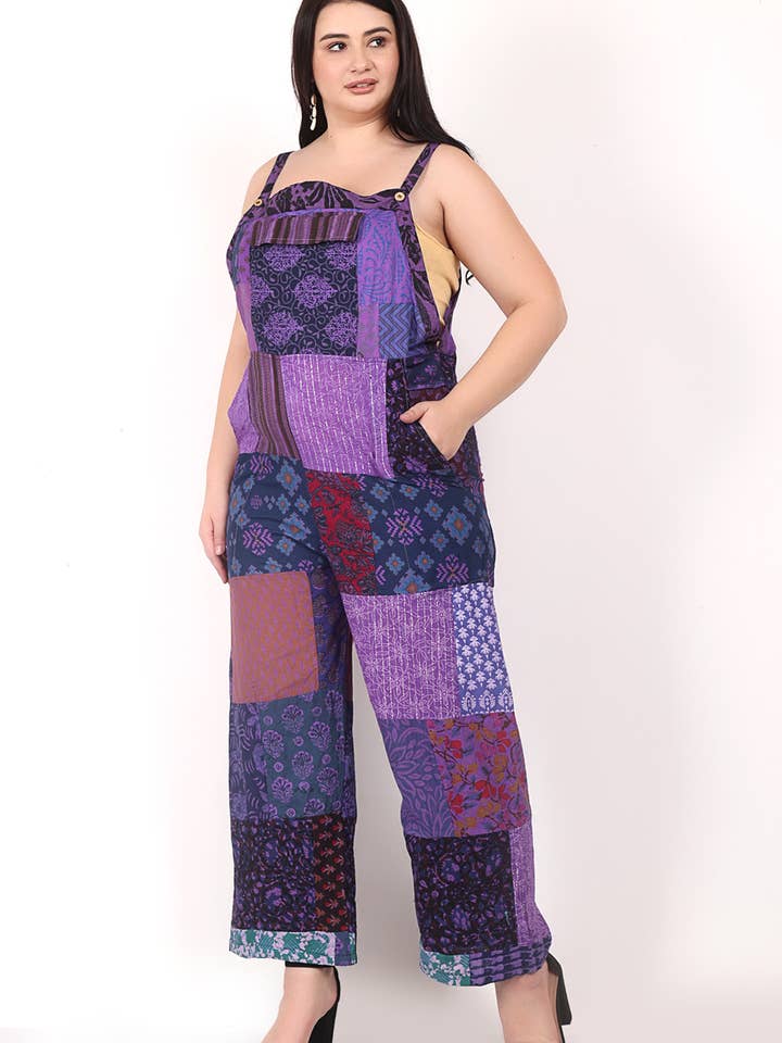 Wevez - Vente Combinaison – femme - Combinaison à jambes larges avec poches patchwork et motif floral pour femmes13