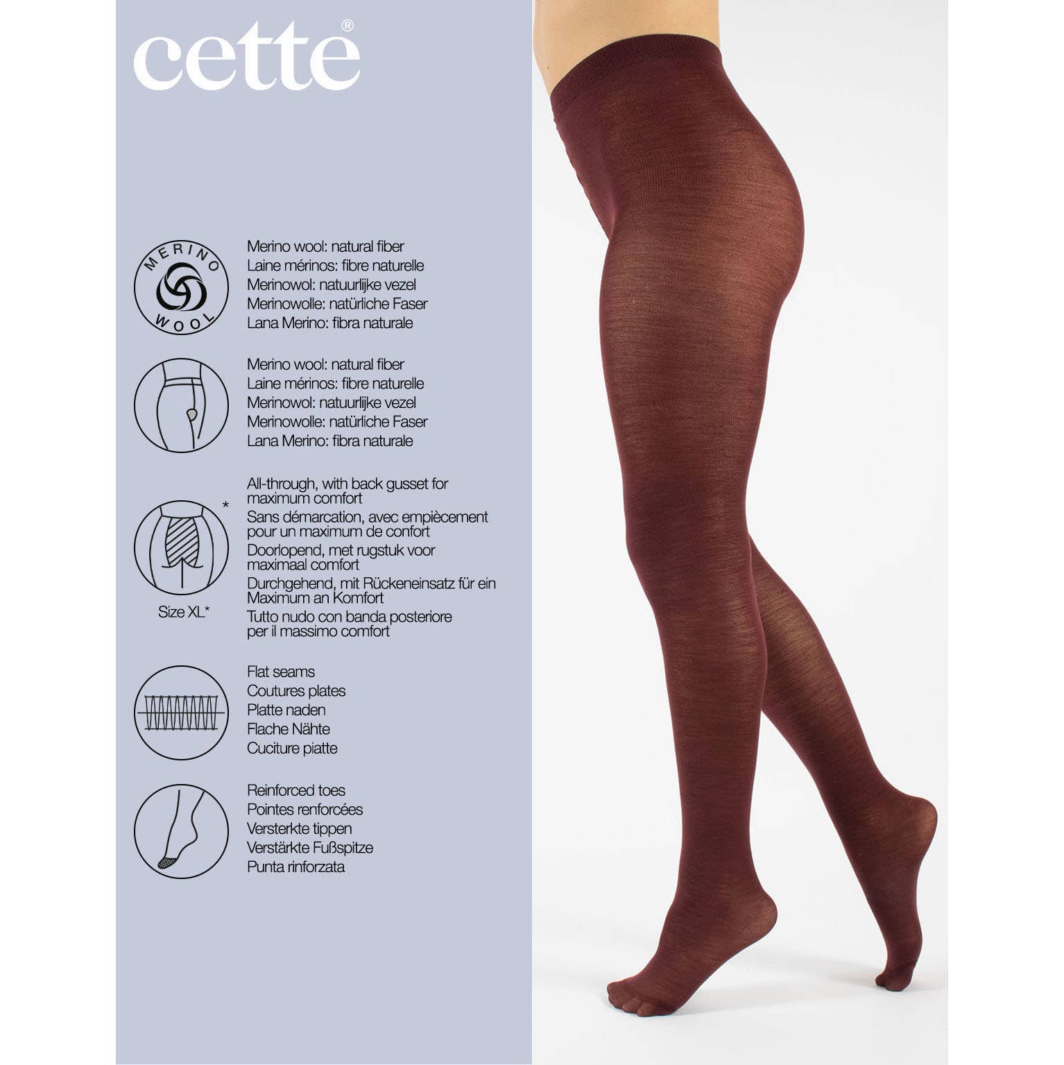 Cette - Vente Collants – femme - Collants d’hiver opaques en laine mérinos 100 DEN18