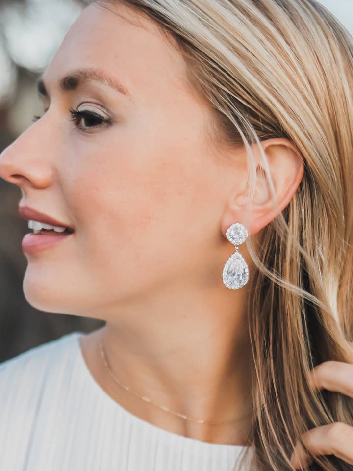 Allure CZ Wedding Earrings for wholesale by Dareth Colburn Designs
