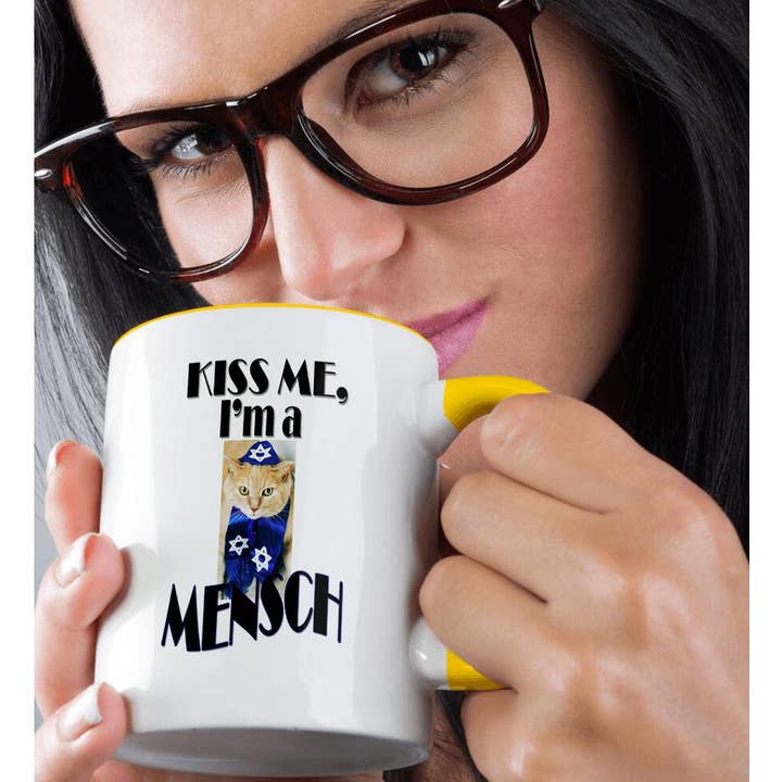 3dRose - Wholesale Coffee Mug - 3dRose, Kiss me, Im a mensch. Cat., Mug1