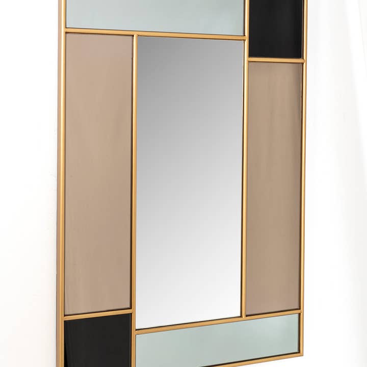 Gdeco - Wholesale Wall Mirror - Mirror With Black And Gold Glass Frame 60X90X2.5Cm