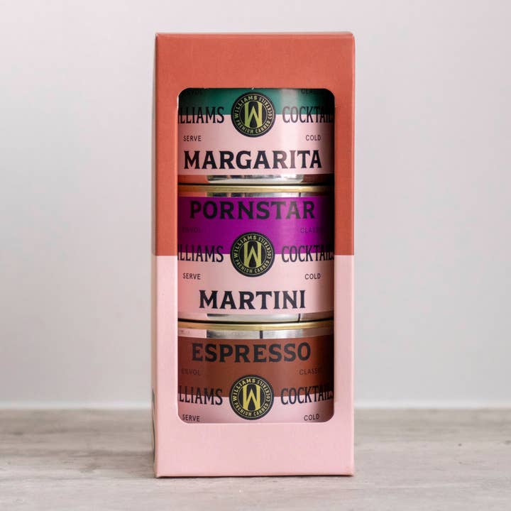 Presentförpackning inklusive 3 cocktails (PSMA, ESMA, MRGA) för wholesale av Williams Premium Canned Cocktails