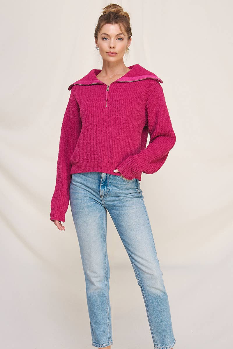 Allie Rose - Wholesale Sweatshirt - Women's - Plush Half Zip Pullover Sweater16