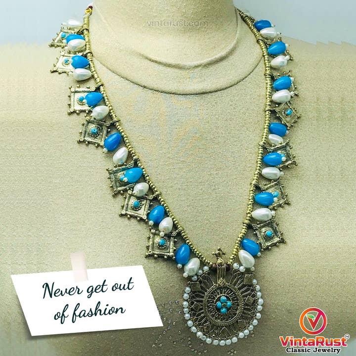 vintarust - Vente Parures de bijoux - Parure de bijoux Tribal avec perles et grand motif doré9