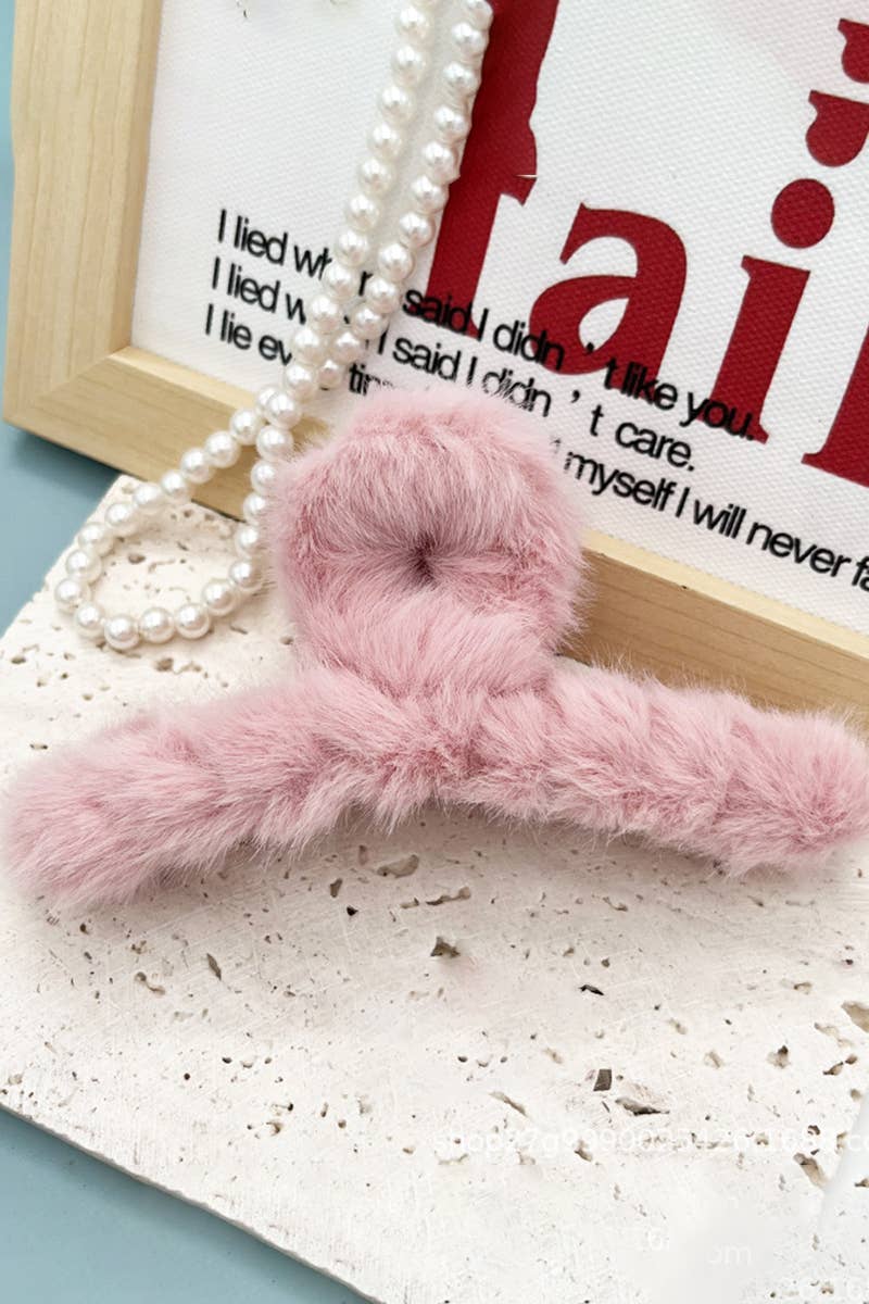 ACCITY - Wholesale Hair Clip - Women's - MULTICOLOR FAUX RABBIT FUR HAIR CLAW CLIP TWIST_CWAHA015313