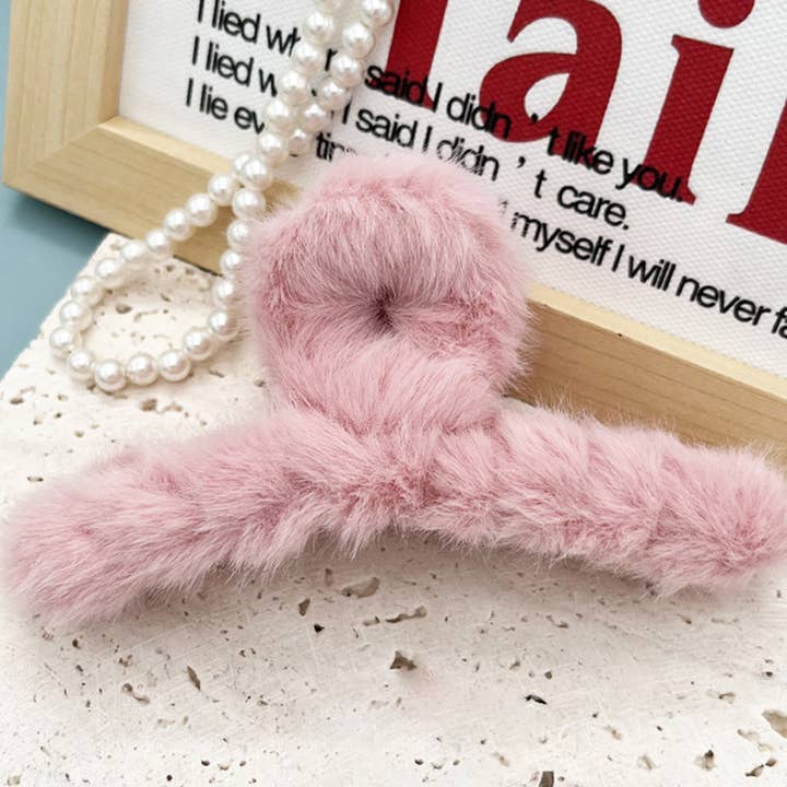 ACCITY - Wholesale Hair Clip - Women's - MULTICOLOR FAUX RABBIT FUR HAIR CLAW CLIP TWIST_CWAHA015313