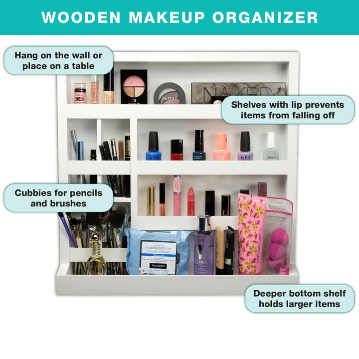 Extra großer Make-up-Organizer aus Holz — Weiß für den Großhandel von Excello Global Products