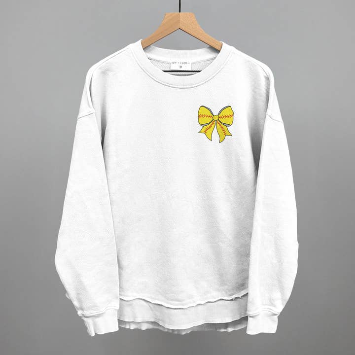 Softball Bow (Left Chest Print) for wholesale by Ivy + Cloth