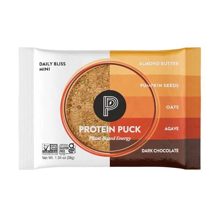 Daily Bliss Mini (Almond Butter, Dark Chocolate) (12 - 1.34oz Bars) for wholesale by Protein Puck