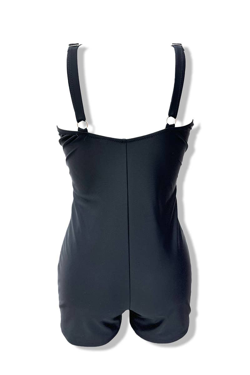 Black Shorty Plus Size One Piece Swimsuit/SY2341 for wholesale on Faire1