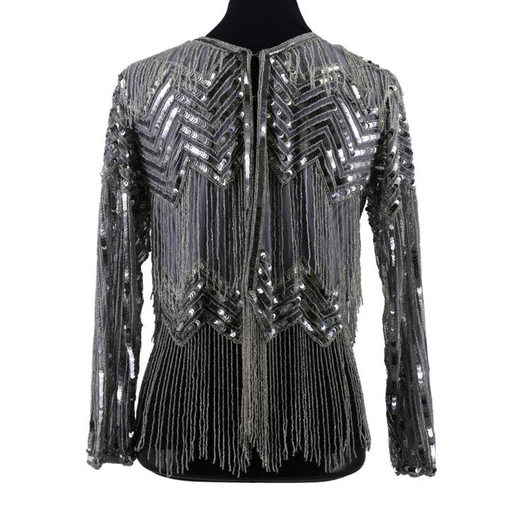 8881 - Beaded Short Jacket w/long fringes for wholesale by Western Fashion