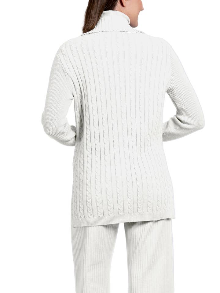 Biana - Wholesale Cardigan - Women's - Shirley Mid-Length Cable-Knit Cardigan, Winter White1