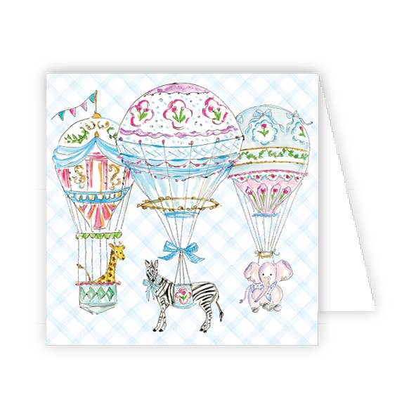 Blå varmluftsballon med dyreindhegningskort for engroshandel hos RosanneBeck Collections