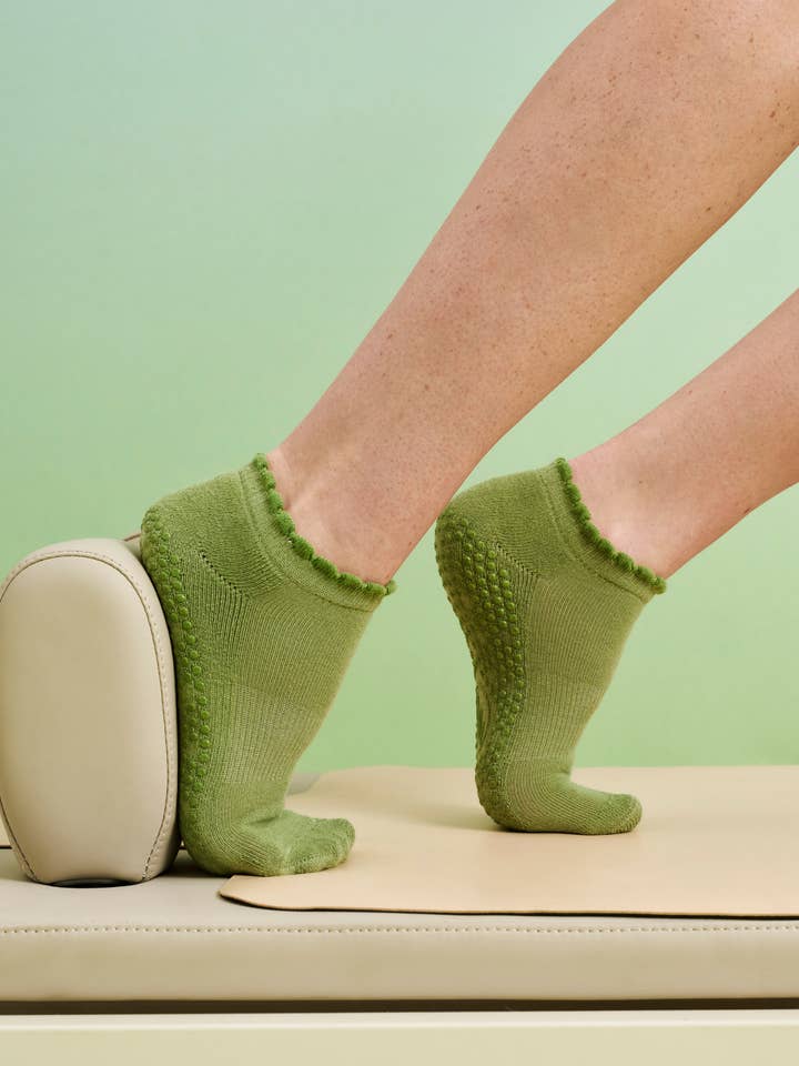 Classic Low Rise Grip Socks - Sage Frill for wholesale by MoveActive