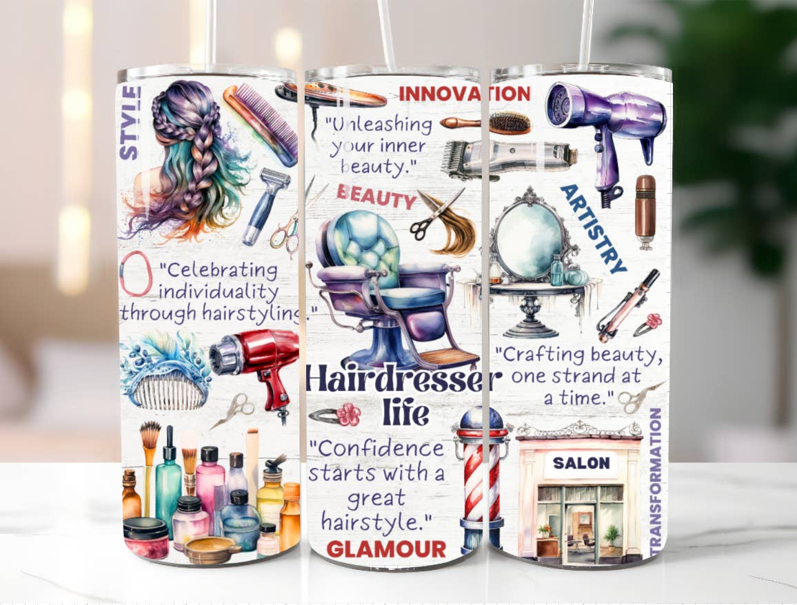 AvaryMaeInspirations - Wholesale Insulated Mug/Tumbler - Hairdresser Life, Hair Stylist Beautician 20oz Straight Cup