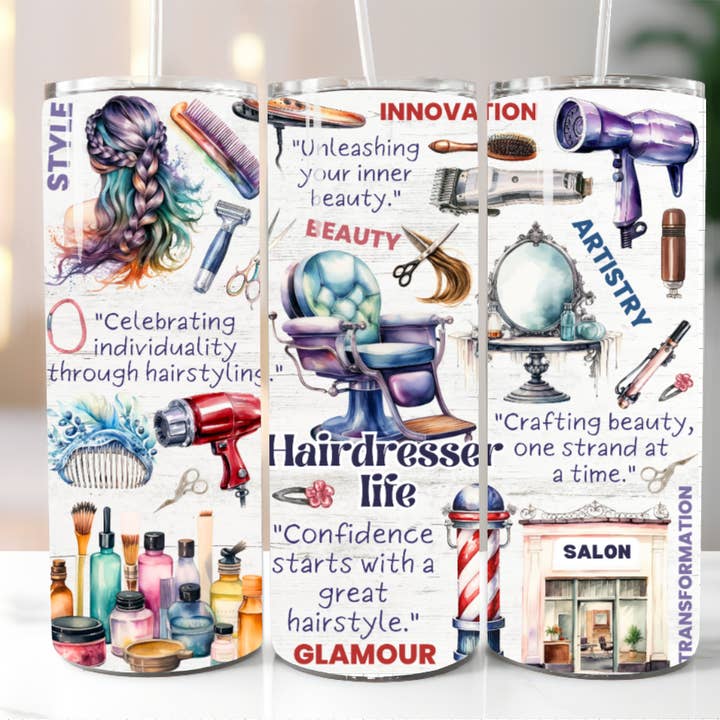 AvaryMaeInspirations - Wholesale Insulated Mug/Tumbler - Hairdresser Life, Hair Stylist Beautician 20oz Straight Cup0