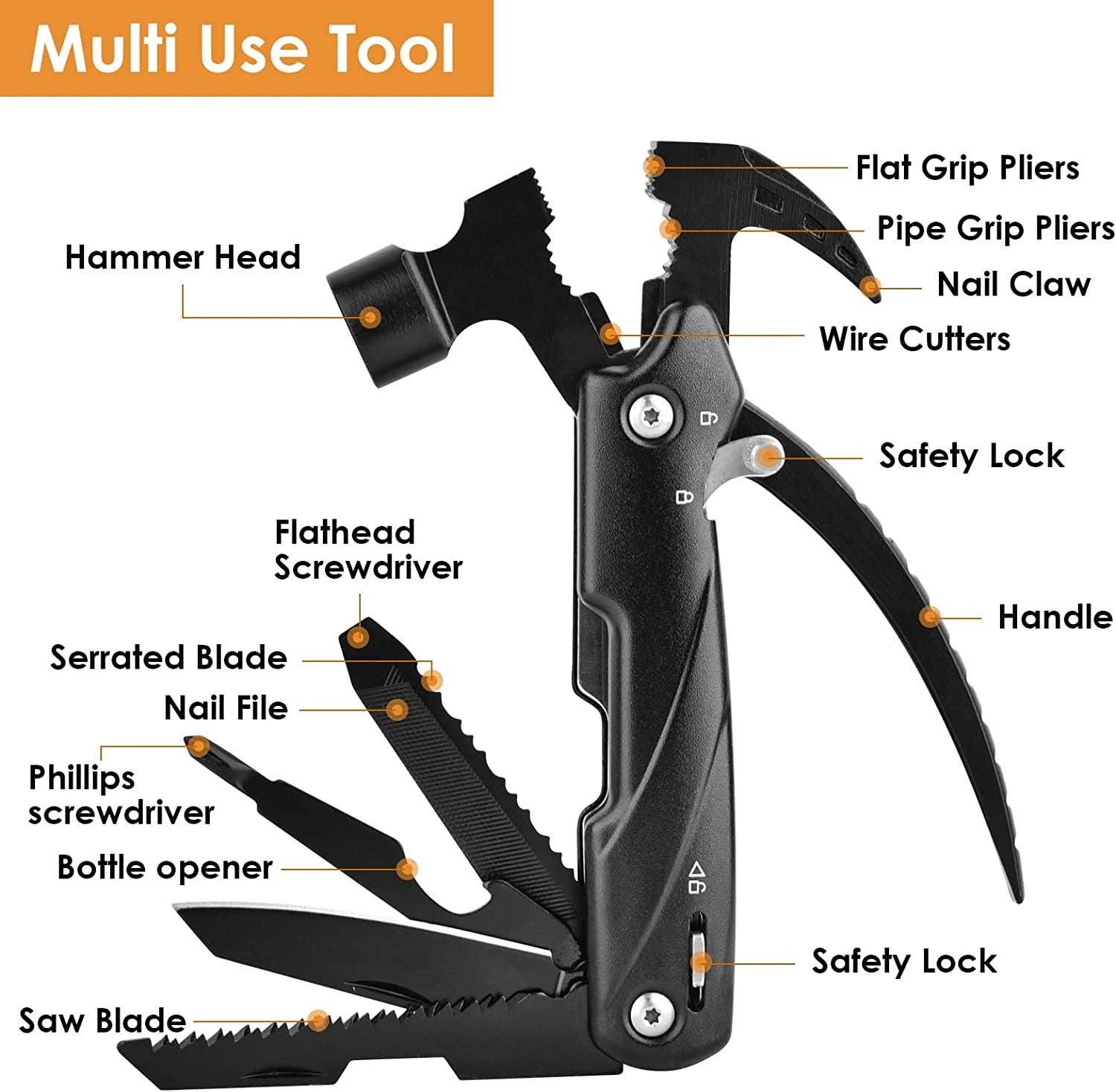 VIGOR - Wholesale Handy Tool - All In One Multitool Survival The Claw Hammer Martelos Campi20