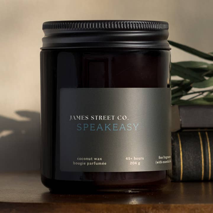 James Street Co. - Wholesale Jar/Filled Candle - Speakeasy - Coconut Wax 8oz Candle | Warm Spicy Boozy Vanilla0