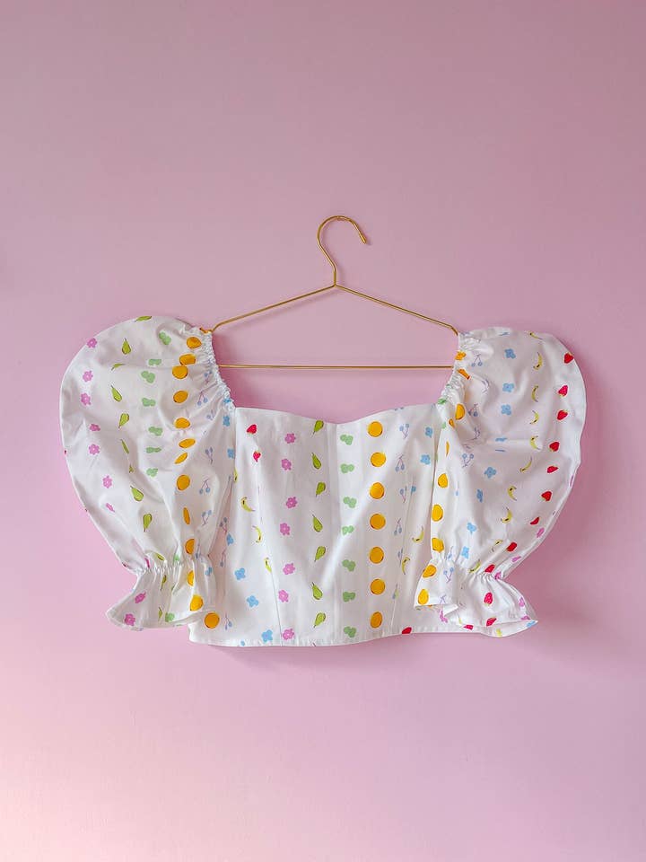 Sophie Puff Sleeve Blouse in Juicy Joy for wholesale by BY MEGAN CROSBY