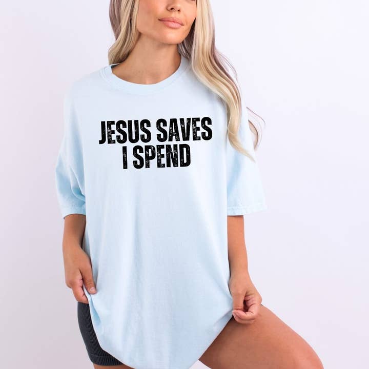 Jesus Salva Eu Gasto por atacado de Trendy Tees Wholesale And Boutique