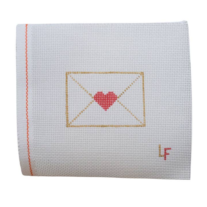 Love Note Hand Painted Needlepoint Canvas for wholesale by La Fete Needlepoint