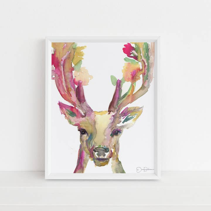 "You Are Deer To Me" Buck Deer Watercolor Print for wholesale by Jess Buhman Art