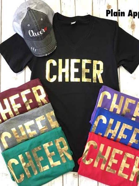 Cheer Gold V-neck for wholesale by Plain Apparel Tees