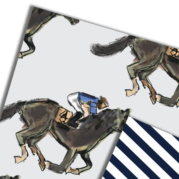 Horse Raceing Horse and Jockey Reversible Gift Wrap Sheets for wholesale by Hey Y'all Party