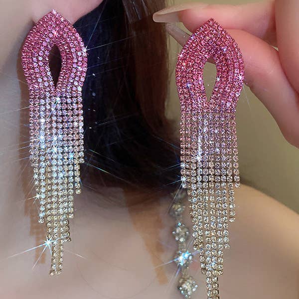 UZ Wholesale Store – wholesale Tassel earrings – Gradient Hollow Tasseled Earrings - Gold, Fuchsia, Colorful2