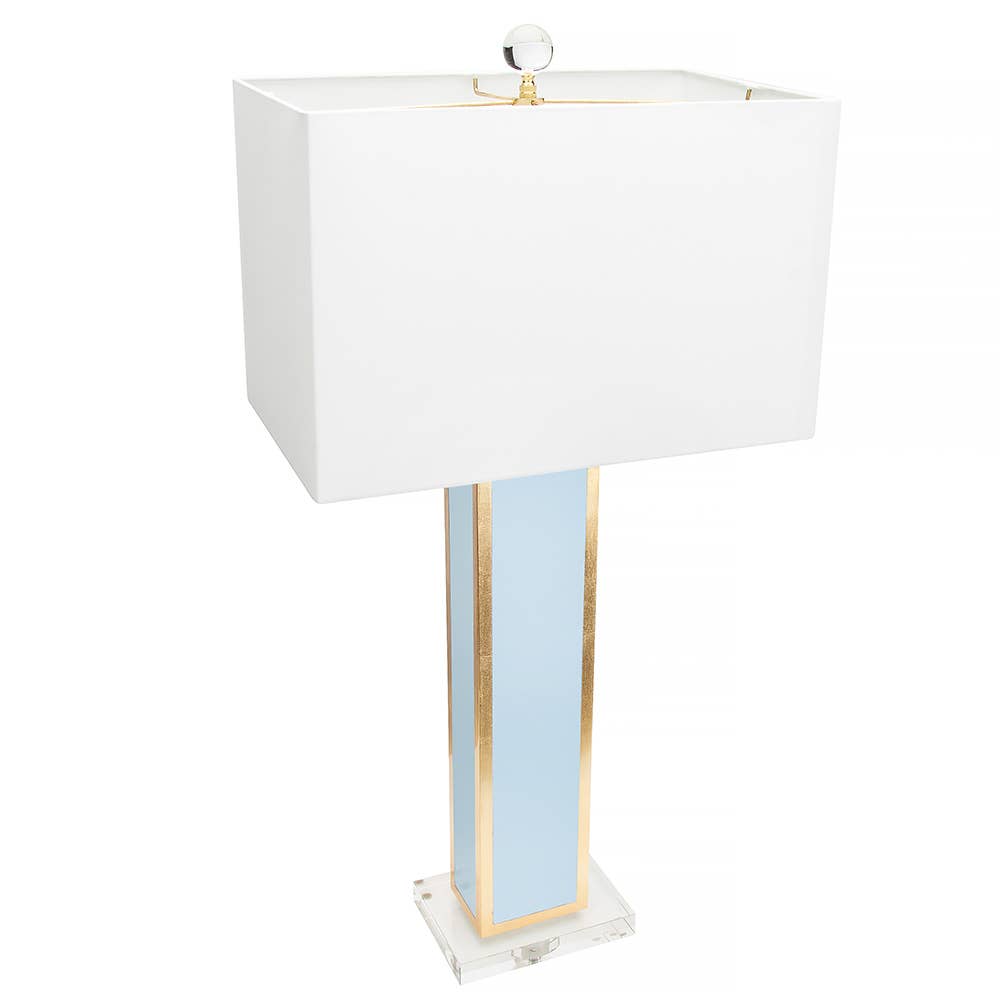 Couture Lamps - Venta al por mayor Lámparas decorativas/de escritorio - Lámpara de mesa Blair: azul claro/dorado (solo base, arpa y acabado)5