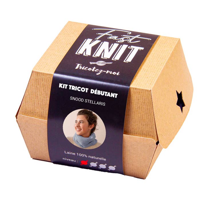 Snood Stellaris - Scatola pronta da lavorare a maglia - Colore blu ghiaccio per la vendita all'ingrosso da parte di Tricotez-moi