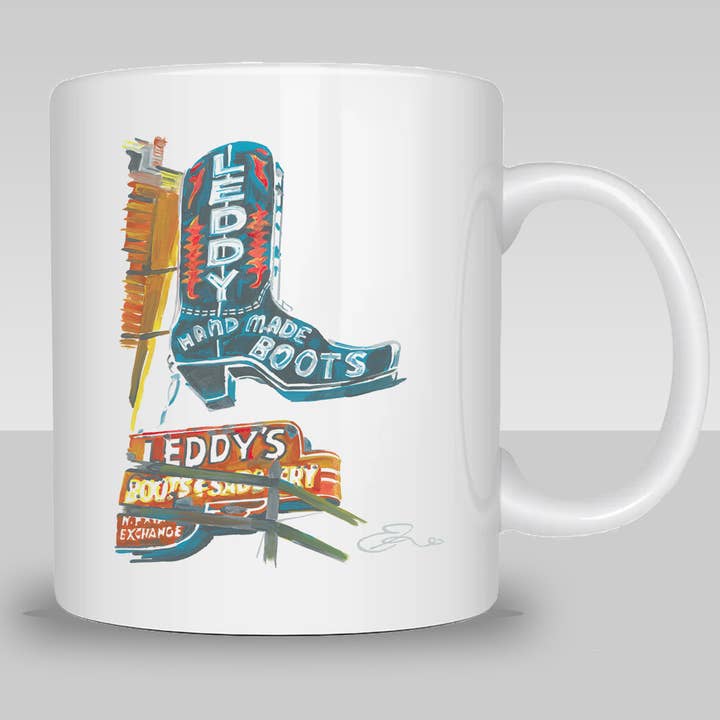 Fort Worth – Leddy Boots Kaffeetasse für den Großhandel von Eric Hanson Artwork