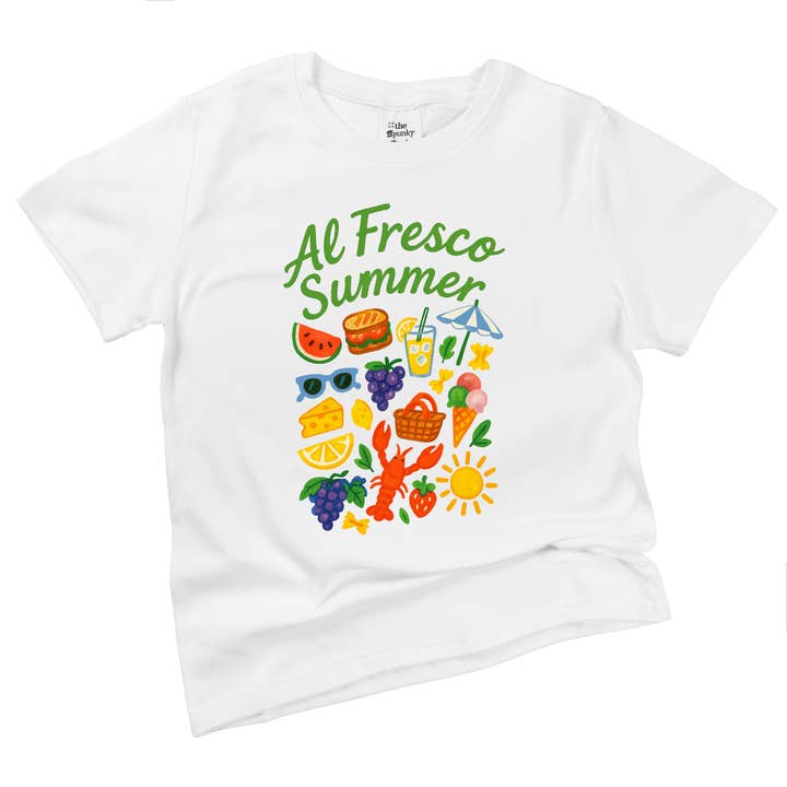Al Fresco Summer Vacation Kids Organic Graphic Tee Shirt for wholesale by Spunky Stork